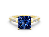 Yellow gold Princess Cut Cut Channel Set Solitaire Engagement Ring with Four-Prong Setting