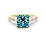 Yellow gold Princess Cut Cut Channel Set Solitaire Engagement Ring with Four-Prong Setting