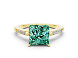 Yellow gold Princess Cut Cut Channel Set Solitaire Engagement Ring with Four-Prong Setting