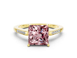 Yellow gold Princess Cut Cut Channel Set Solitaire Engagement Ring with Four-Prong Setting