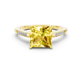 Yellow gold Princess Cut Cut Channel Set Solitaire Engagement Ring with Four-Prong Setting