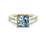 Yellow gold Princess Cut Cut Channel Set Solitaire Engagement Ring with Four-Prong Setting