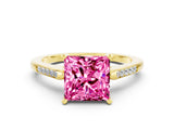 Yellow gold Princess Cut Cut Channel Set Solitaire Engagement Ring with Four-Prong Setting
