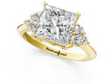 Yellow gold Princess Cut Cut Diamond Cluster Ring with Solitaire Band and Four-Prong Setting_16
