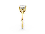 Yellow gold Princess Cut Cut Diamond Cluster Ring with Solitaire Band and Four-Prong Setting_17