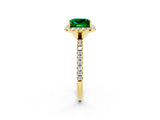 Yellow gold Princess Cut Cut Diamond Floral Halo Engagement Ring with Pavé Band and Prong Setting_2