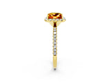 Yellow gold Princess Cut Cut Diamond Floral Halo Engagement Ring with Pavé Band and Prong Setting_2