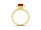 Yellow gold Princess Cut Cut Diamond Floral Halo Engagement Ring with Pavé Band and Prong Setting_3