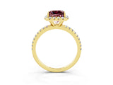 Yellow gold Princess Cut Cut Diamond Floral Halo Engagement Ring with Pavé Band and Prong Setting_3