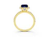 Yellow gold Princess Cut Cut Diamond Floral Halo Engagement Ring with Pavé Band and Prong Setting_3
