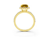 Yellow gold Princess Cut Cut Diamond Floral Halo Engagement Ring with Pavé Band and Prong Setting_3