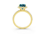 Yellow gold Princess Cut Cut Diamond Floral Halo Engagement Ring with Pavé Band and Prong Setting_3