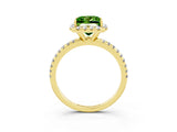 Yellow gold Princess Cut Cut Diamond Floral Halo Engagement Ring with Pavé Band and Prong Setting_3