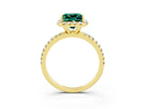Yellow gold Princess Cut Cut Diamond Floral Halo Engagement Ring with Pavé Band and Prong Setting_3