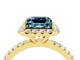 Yellow gold Princess Cut Cut Diamond Floral Halo Engagement Ring with Pavé Band and Prong Setting_4