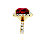 Yellow gold Princess Cut Cut Diamond Floral Halo Engagement Ring with Pavé Band and Prong Setting_5