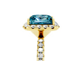 Yellow gold Princess Cut Cut Diamond Floral Halo Engagement Ring with Pavé Band and Prong Setting_5