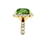 Yellow gold Princess Cut Cut Diamond Floral Halo Engagement Ring with Pavé Band and Prong Setting_5