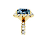 Yellow gold Princess Cut Cut Diamond Floral Halo Engagement Ring with Pavé Band and Prong Setting_5