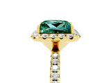 Yellow gold Princess Cut Cut Diamond Floral Halo Engagement Ring with Pavé Band and Prong Setting_5