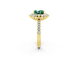 Yellow gold Princess Cut Cut Diamond Floral Halo Pave Band with Prong Setting_2