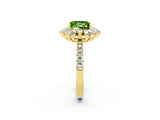 Yellow gold Princess Cut Cut Diamond Floral Halo Pave Band with Prong Setting_2