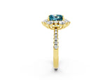 Yellow gold Princess Cut Cut Diamond Floral Halo Pave Band with Prong Setting_2