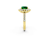 Yellow gold Princess Cut Cut Diamond Floral Halo Pave Band with Prong Setting_2