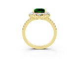 Yellow gold Princess Cut Cut Diamond Floral Halo Pave Band with Prong Setting_3