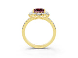 Yellow gold Princess Cut Cut Diamond Floral Halo Pave Band with Prong Setting_3