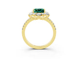 Yellow gold Princess Cut Cut Diamond Floral Halo Pave Band with Prong Setting_3
