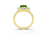 Yellow gold Princess Cut Cut Diamond Floral Halo Pave Band with Prong Setting_3