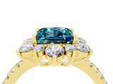 Yellow gold Princess Cut Cut Diamond Floral Halo Pave Band with Prong Setting_4