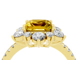 Yellow gold Princess Cut Cut Diamond Floral Halo Pave Band with Prong Setting_4