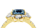 Yellow gold Princess Cut Cut Diamond Floral Halo Pave Band with Prong Setting_4