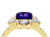 Yellow gold Princess Cut Cut Diamond Floral Halo Pave Band with Prong Setting_4