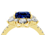 Yellow gold Princess Cut Cut Diamond Floral Halo Pave Band with Prong Setting_4