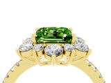 Yellow gold Princess Cut Cut Diamond Floral Halo Pave Band with Prong Setting_4