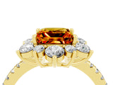 Yellow gold Princess Cut Cut Diamond Floral Halo Pave Band with Prong Setting_4