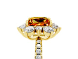 Yellow gold Princess Cut Cut Diamond Floral Halo Pave Band with Prong Setting_5