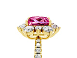 Yellow gold Princess Cut Cut Diamond Floral Halo Pave Band with Prong Setting_5