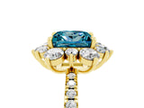 Yellow gold Princess Cut Cut Diamond Floral Halo Pave Band with Prong Setting_5