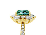 Yellow gold Princess Cut Cut Diamond Floral Halo Pave Band with Prong Setting_5