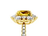 Yellow gold Princess Cut Cut Diamond Floral Halo Pave Band with Prong Setting_5