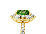 Yellow gold Princess Cut Cut Diamond Floral Halo Pave Band with Prong Setting_5