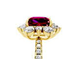 Yellow gold Princess Cut Cut Diamond Floral Halo Pave Band with Prong Setting_5