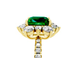 Yellow gold Princess Cut Cut Diamond Floral Halo Pave Band with Prong Setting_5