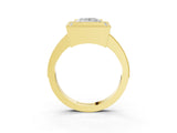 Yellow gold Princess Cut-Cut Diamond Halo Engagement Ring with Pave Band and Prong Setting_12