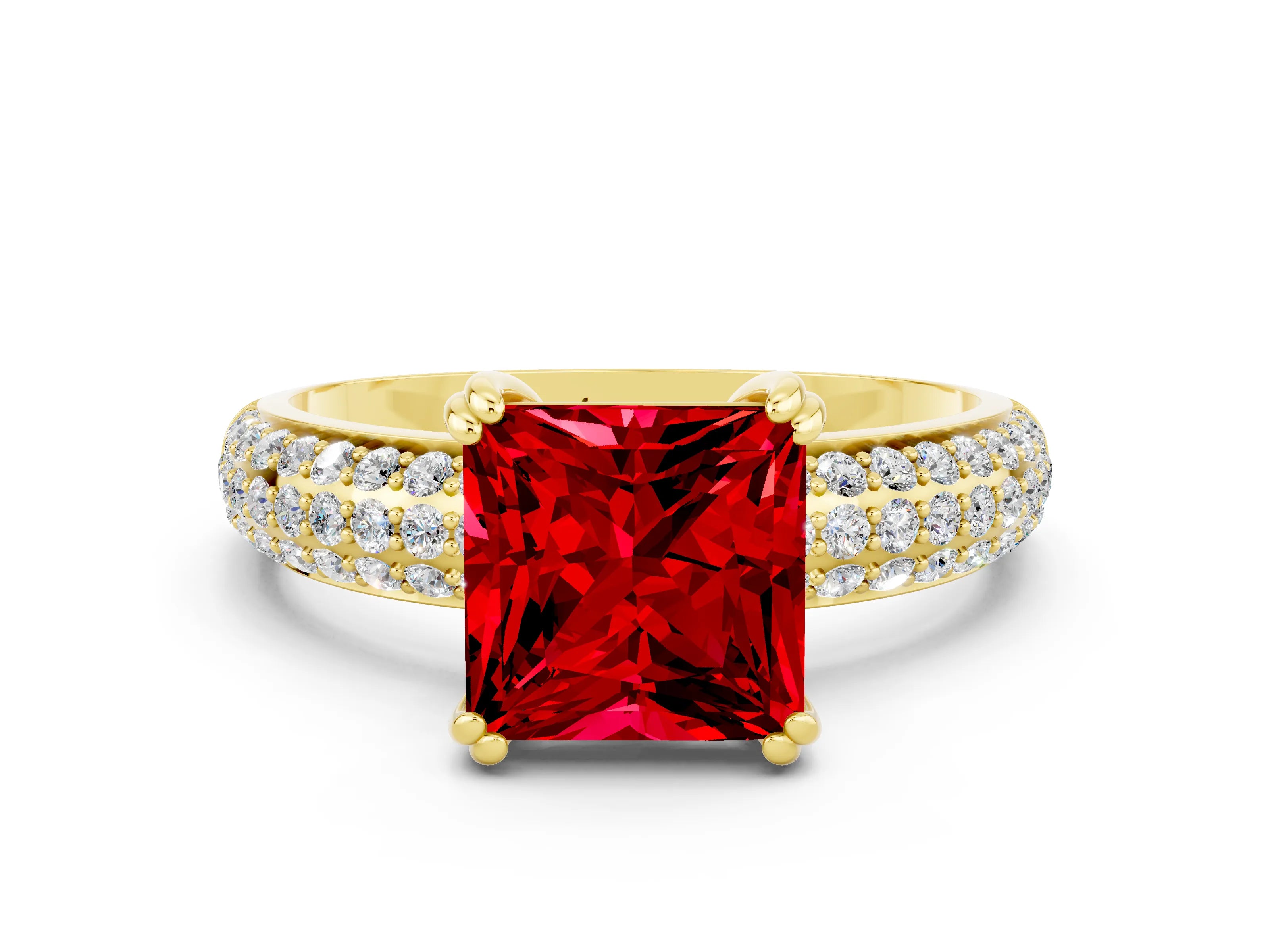 Yellow gold Princess Cut Cut Diamond Milgrain Marquise Band with Prong Setting