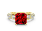 Yellow gold Princess Cut Cut Diamond Milgrain Marquise Band with Prong Setting